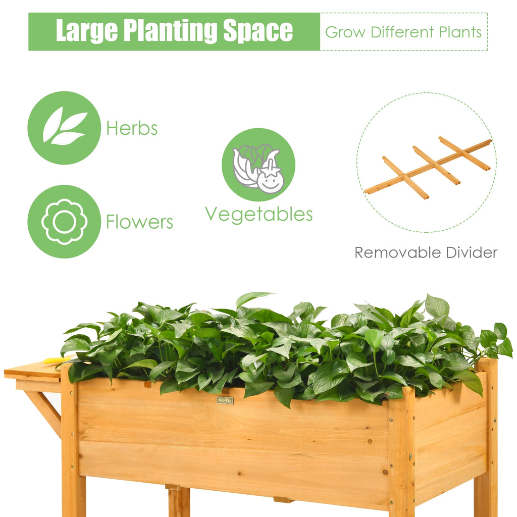 Elevated Planter Box Kit with 8 Grids & Folding Tabletop