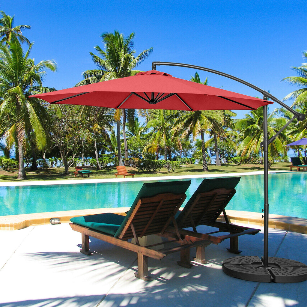 10x8 Ft Cantilever Umbrella with 8 Ribs & Cross Base, Red