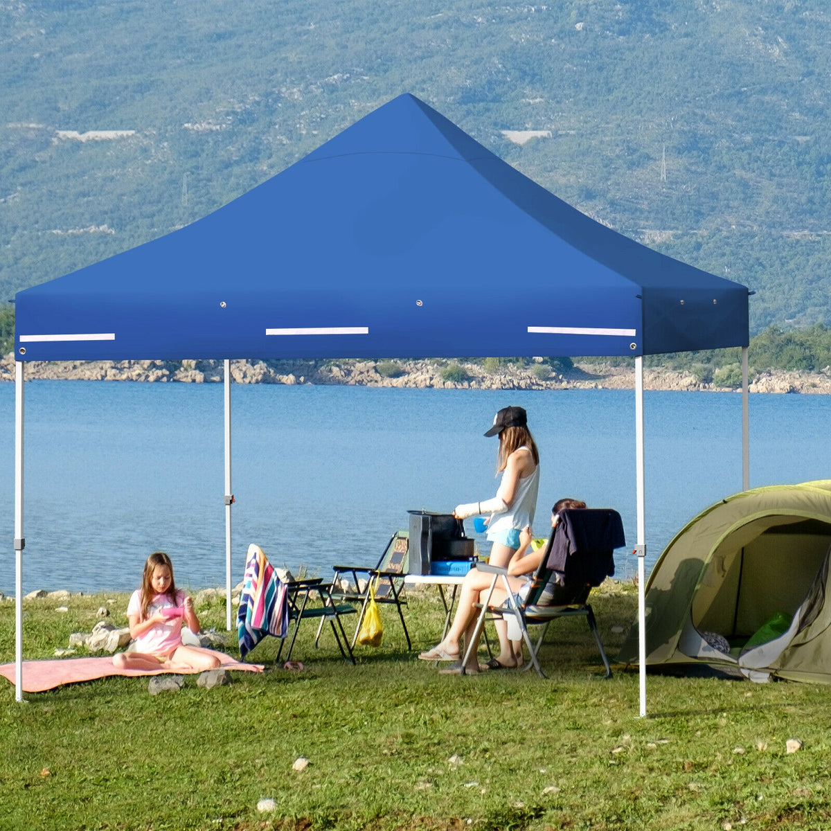 10 x Feet Pop-up Gazebo with 5 Removable Zippered Sidewalls and
