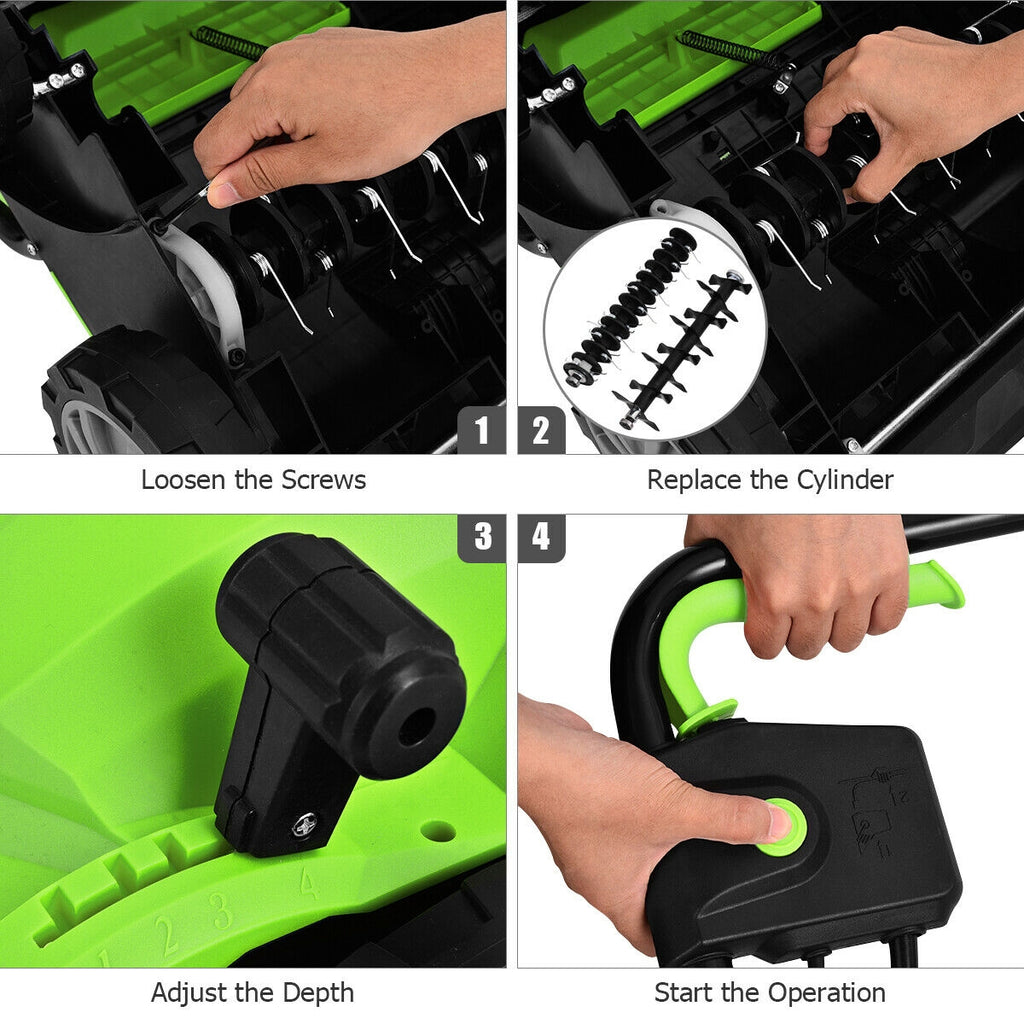 13 Inch 12 Amp Electric Scarifier with Bag - Green