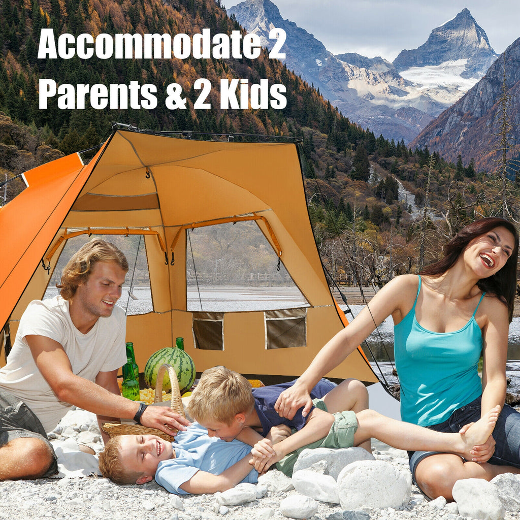 Pop-Up Beach Tent 3-4 Person UPF 50+ Sun Shelter – Orange