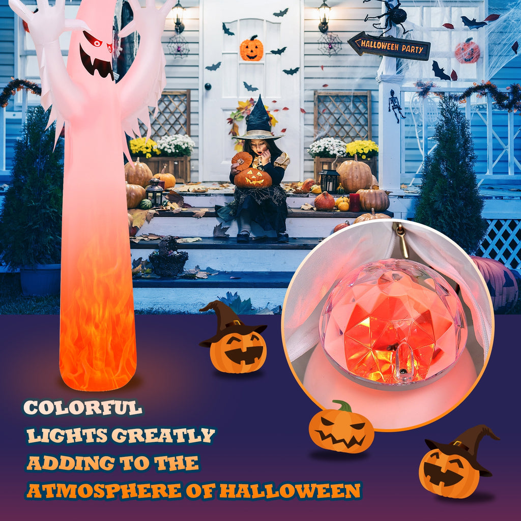 12 Feet Halloween Inflatable Ghost with Flame LED Lights - Yard Decor
