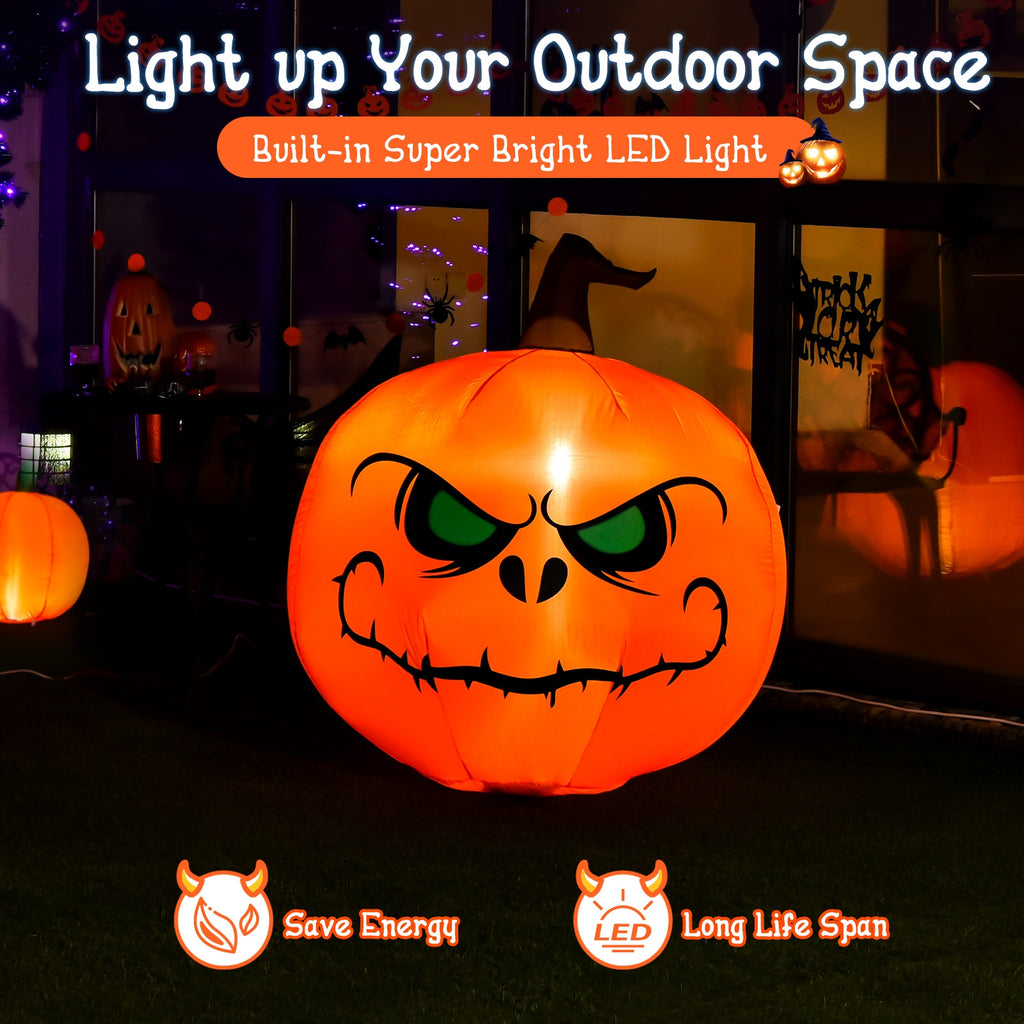Halloween Inflatable Pumpkin with Built-In LED Light, 4 Feet Indoor Outdoor Decor