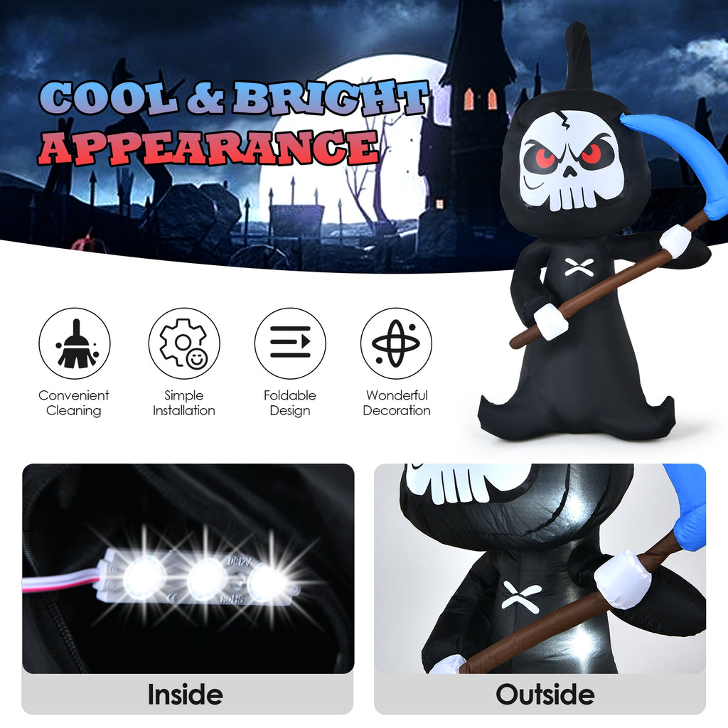 6 Feet Halloween Inflatable Ghost Decorations with Built-in LED Lights - Costway