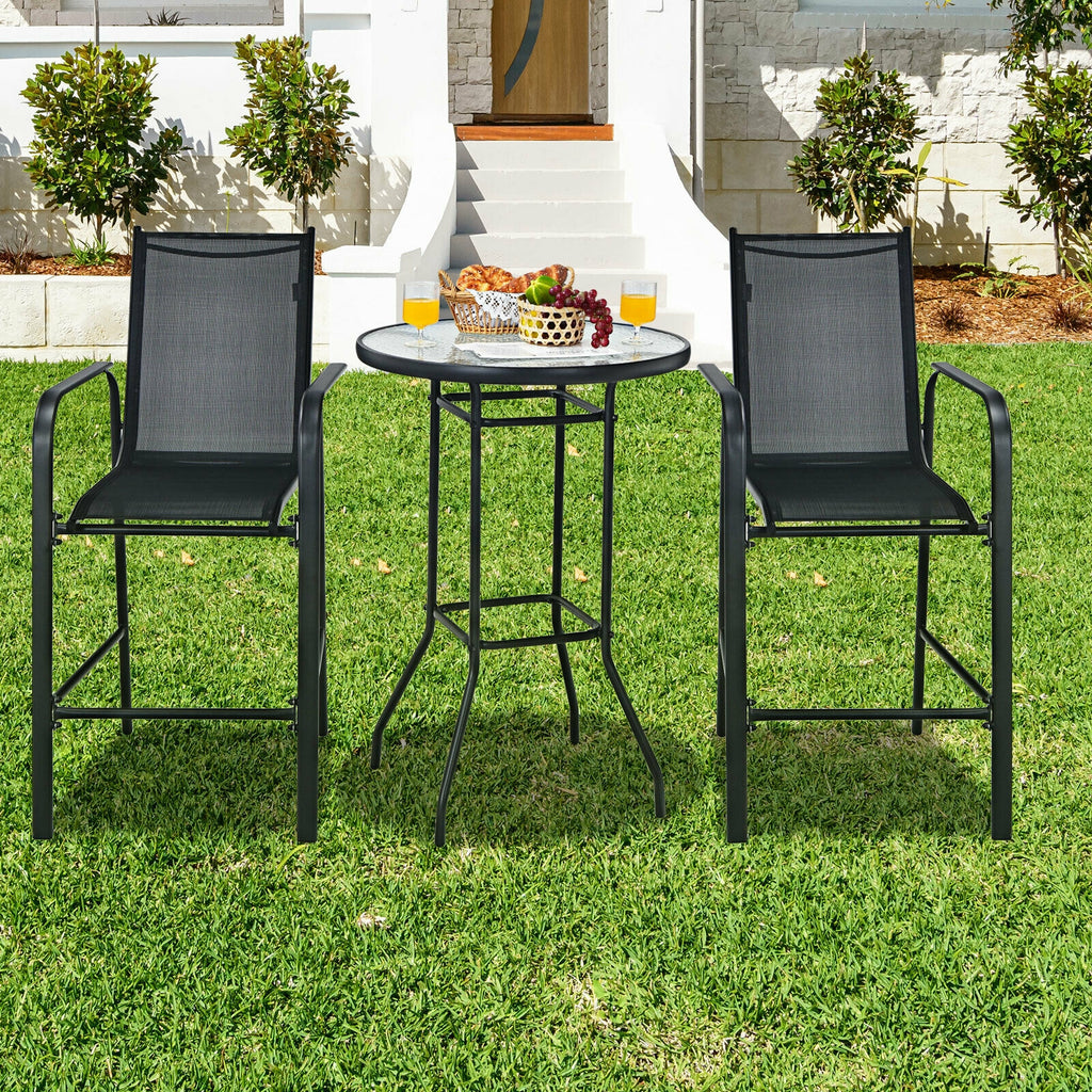 Outdoor Patio Bar Table & Stool Set - Brown