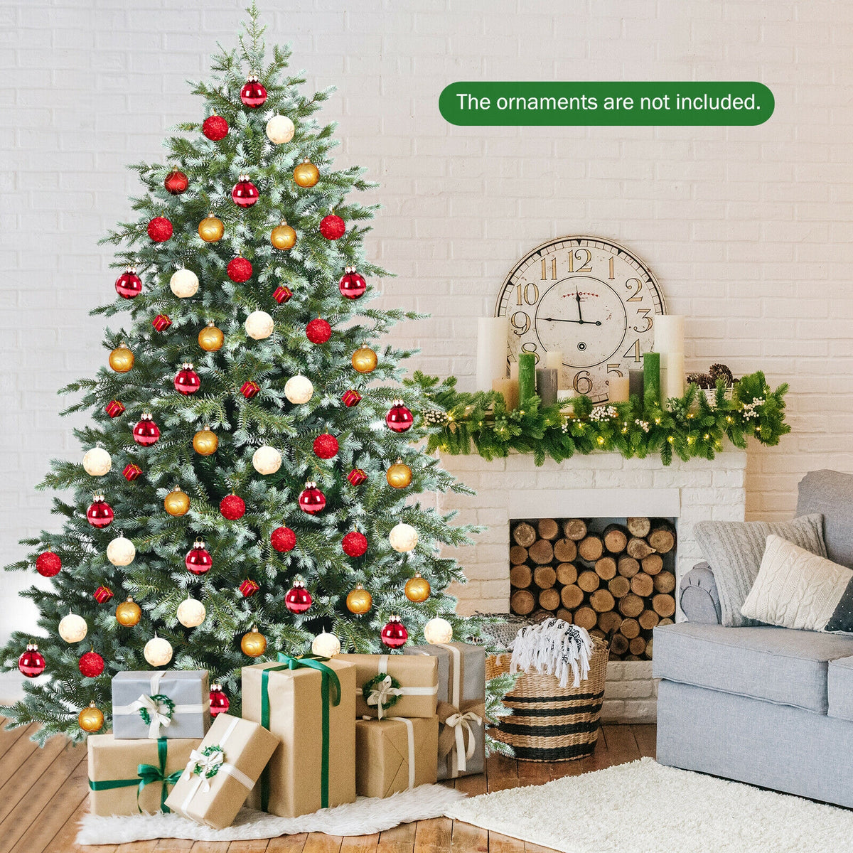 7 Ft Artificial Christmas Tree with 1260 Tips, Dense PE & PVC Branches, Space-Saving Hinged Design