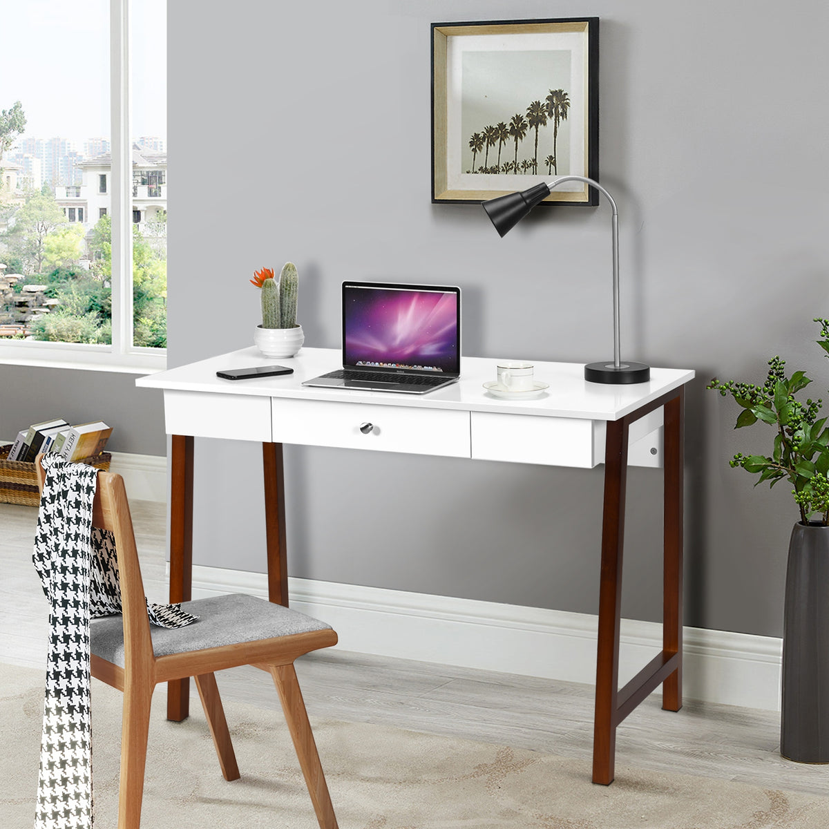 Computer Desk with Storage Drawers - Walnut