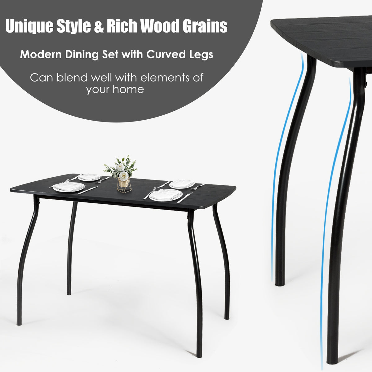 5-Piece Dining Table Set with 4 Chairs