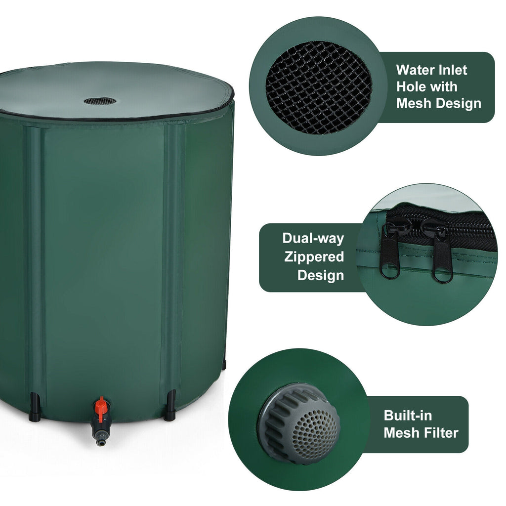 60 Gallon Portable Collapsible Rain Barrel Water Collector for