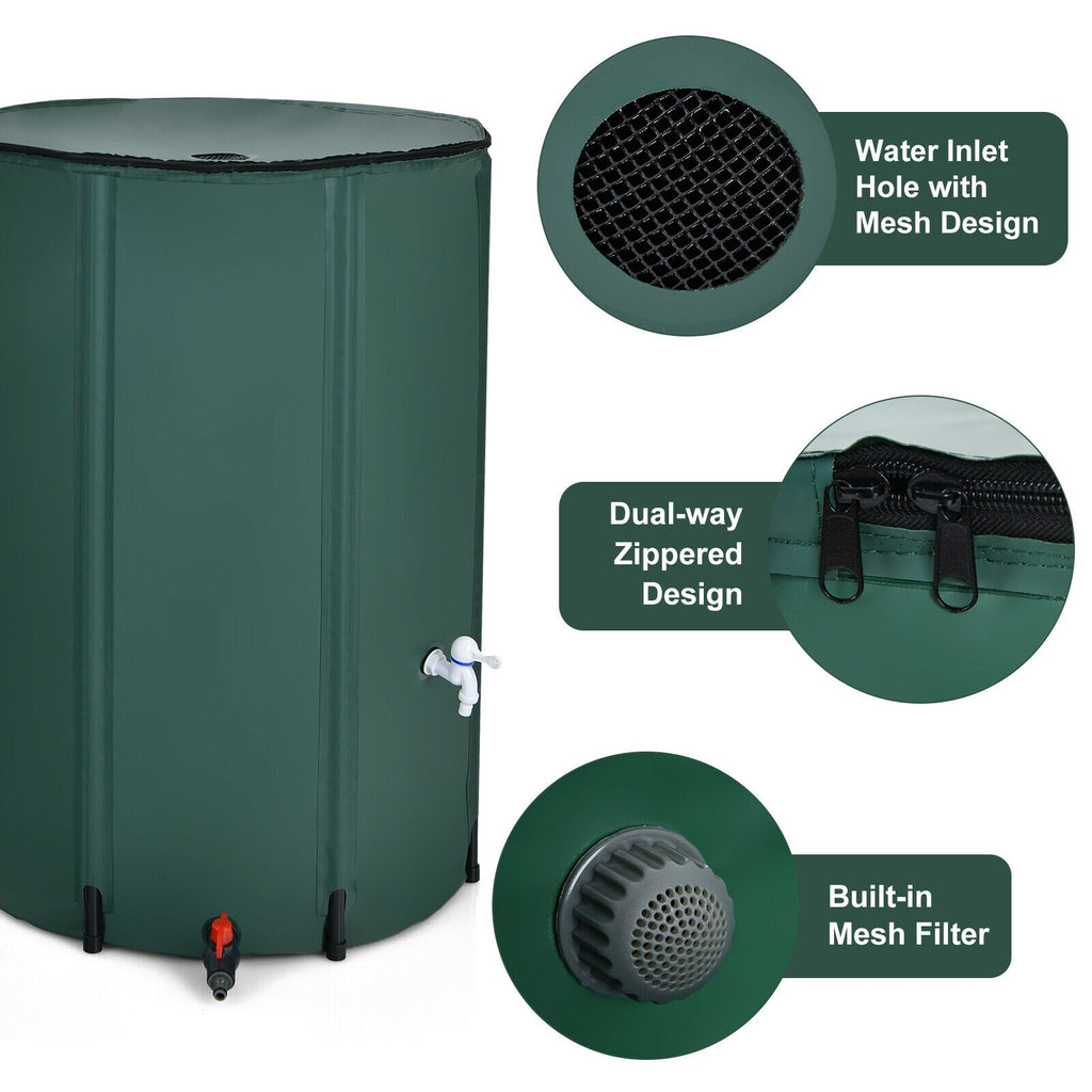 100 Gallon Portable Rain Barrel Water Collector Tank with Spigot