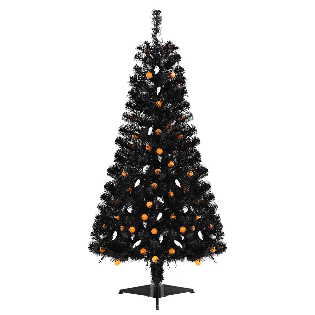 6ft Hinged Halloween Tree with PVC Branch Tips & Warm White LED Lights - White Lights
