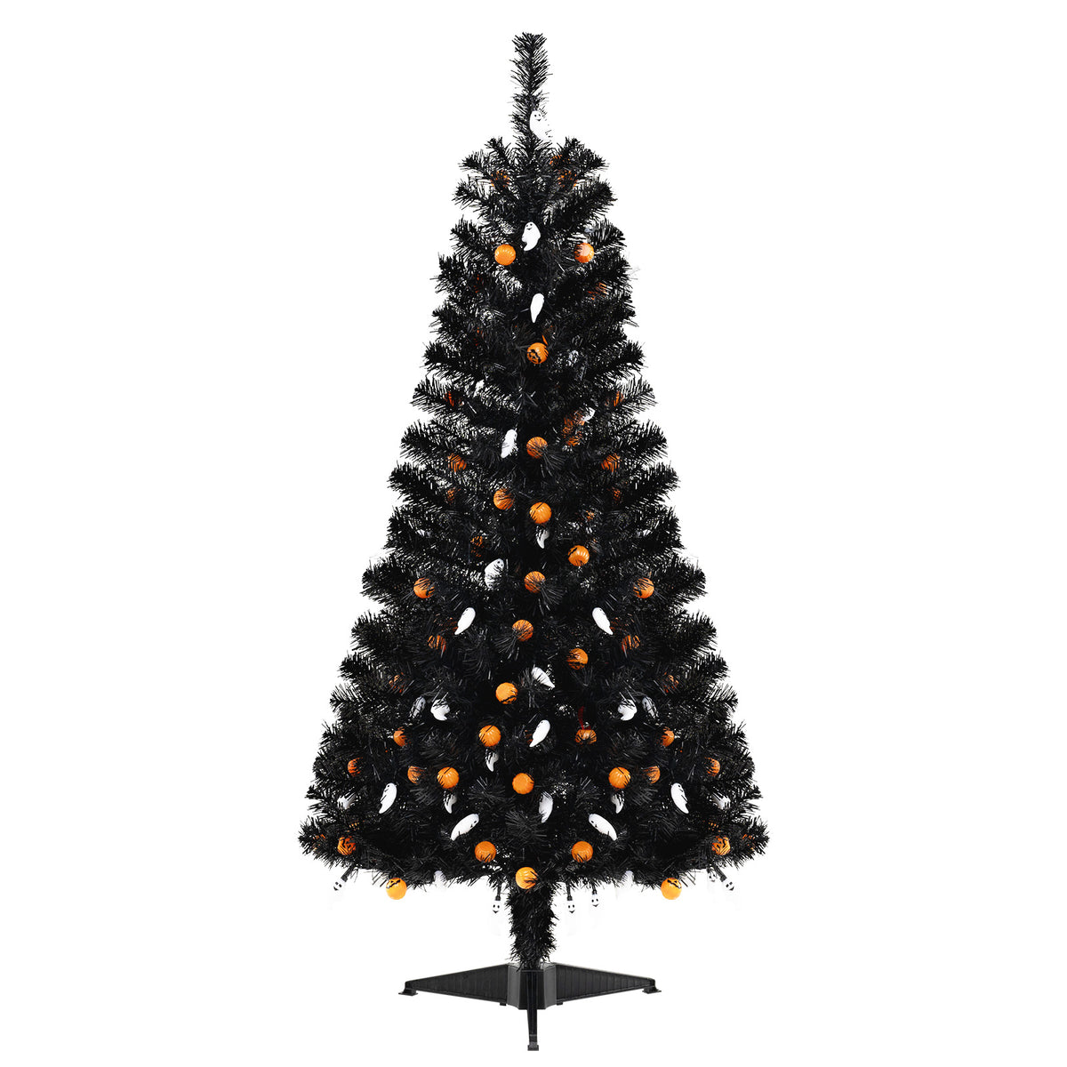 6ft Hinged Halloween Tree with PVC Branch Tips & Warm White LED Lights - White Lights