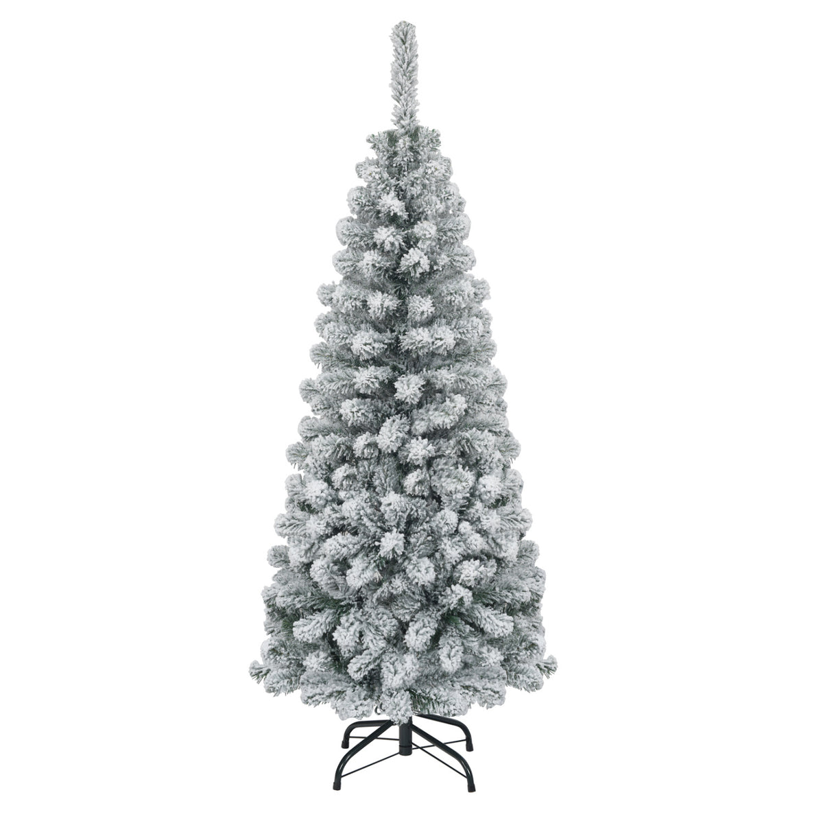 6 Feet Unlit Hinged Snow Flocked Artificial Pencil Christmas Tree with 500 Branch Tips - Space-Saving Holiday Decor