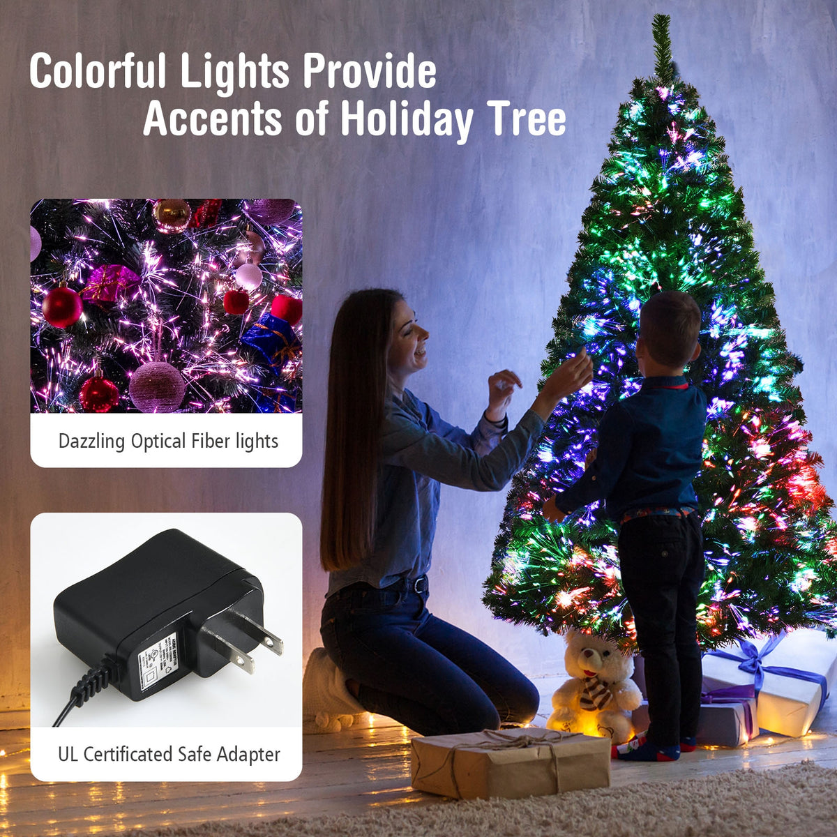 Pre-lit Fiber Optic Artificial Christmas Tree - 6 Feet, Full Branch Tips