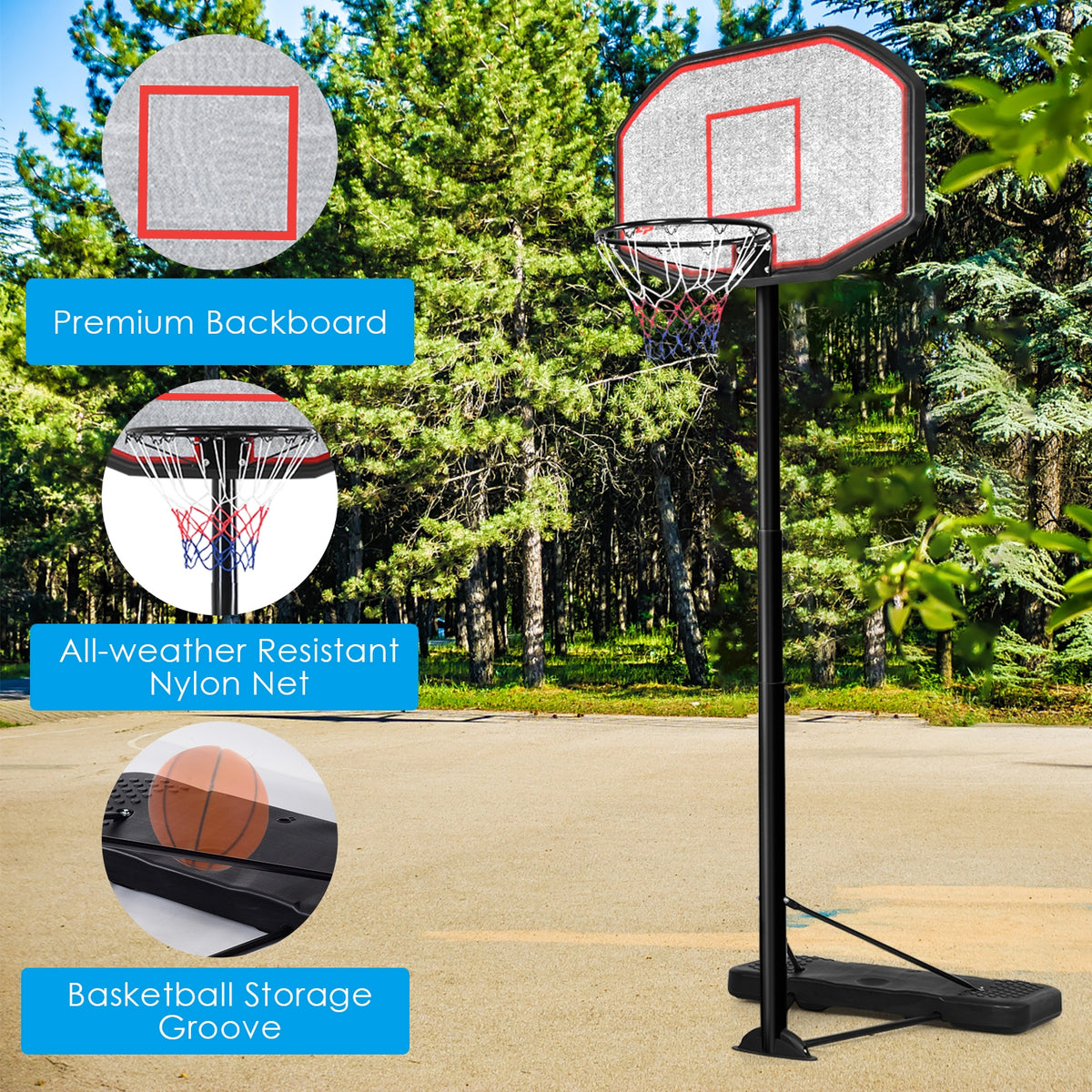 Adult 6.5-10 FT Height Adjustable Indoor Outdoor Basketball Hoop with Fillable Base