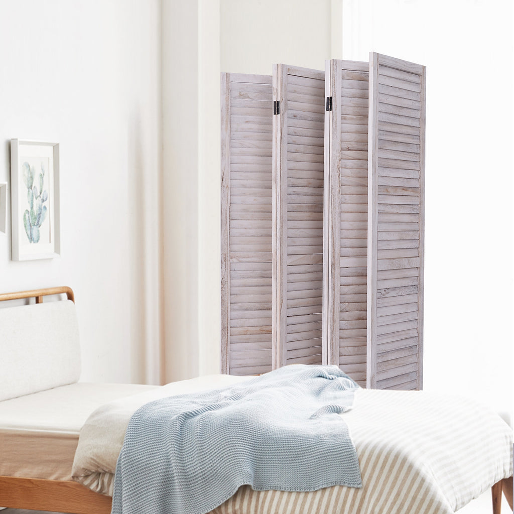 White 6-Panel Classic Venetian Wooden Room Divider Screen - Costway