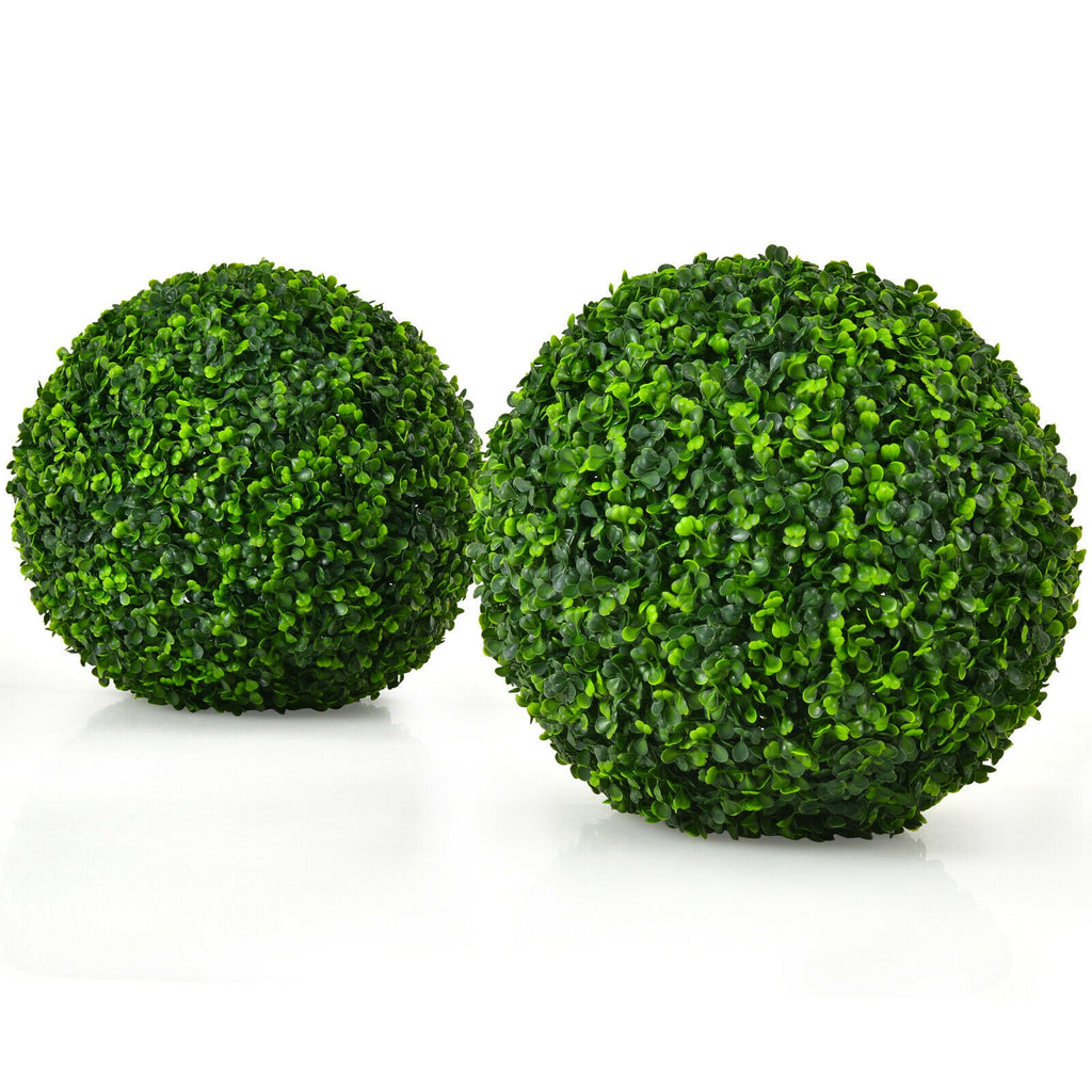Artificial Topiary Balls 15.5 Inch Faux Boxwood Plants - No Flower, 2 Pieces