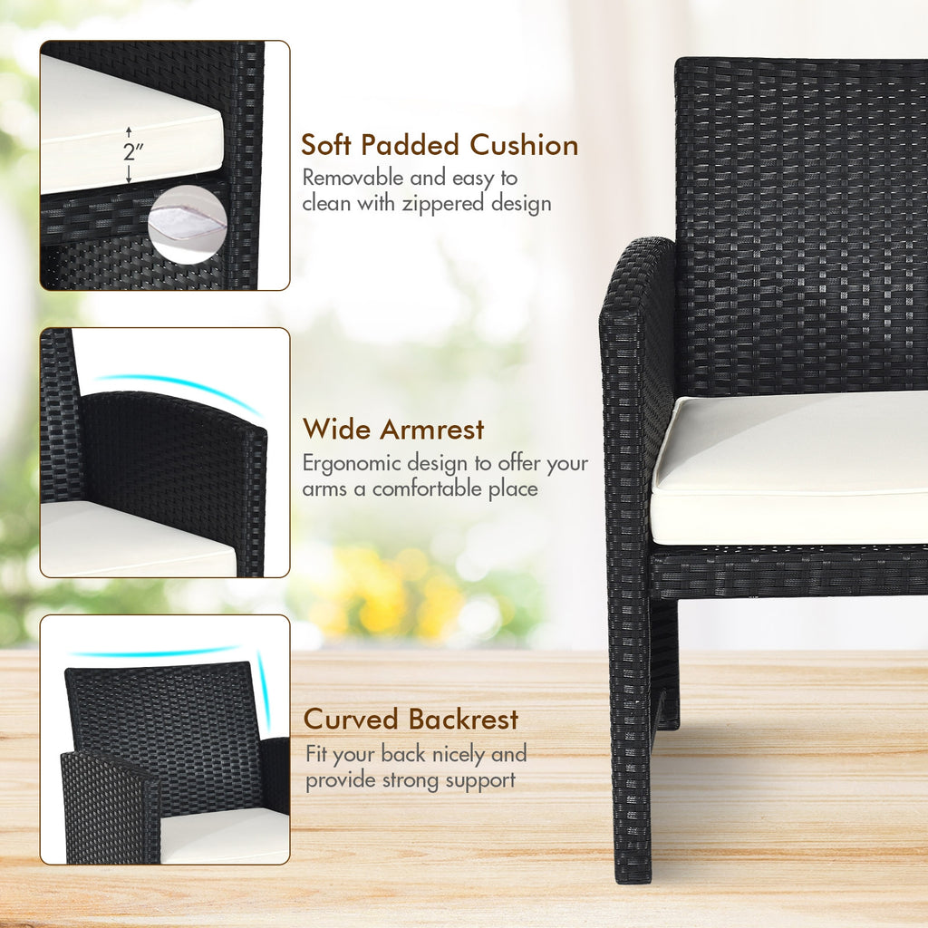 4 Pieces Rattan Patio Furniture Set with Weather Resistant Cushions