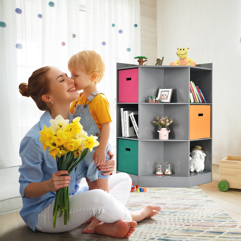 Kids Corner Storage Shelf with 3 Baskets - Gray, 3-Tier Children's Organizer
