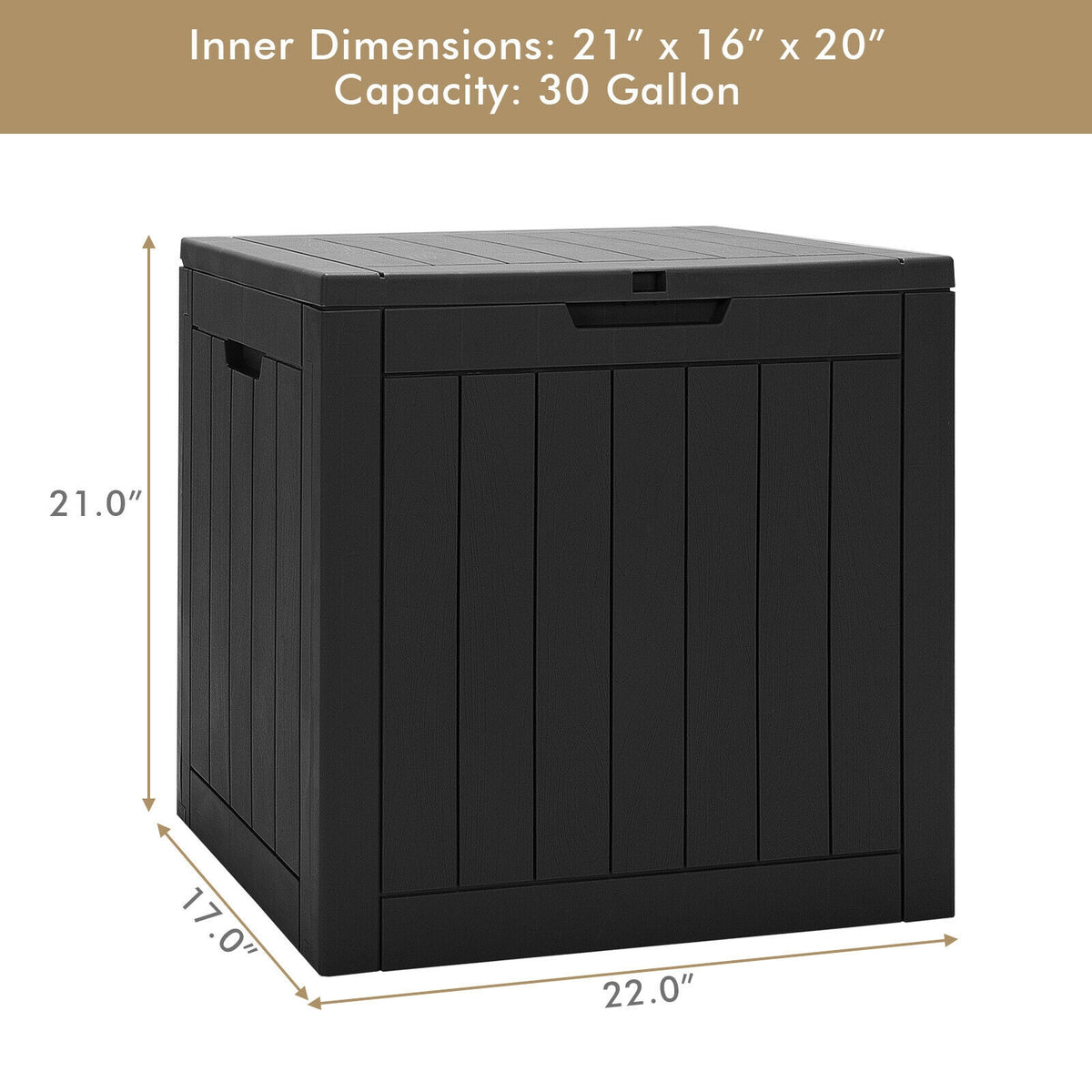30 Gallon Deck Box Storage Bench - Black