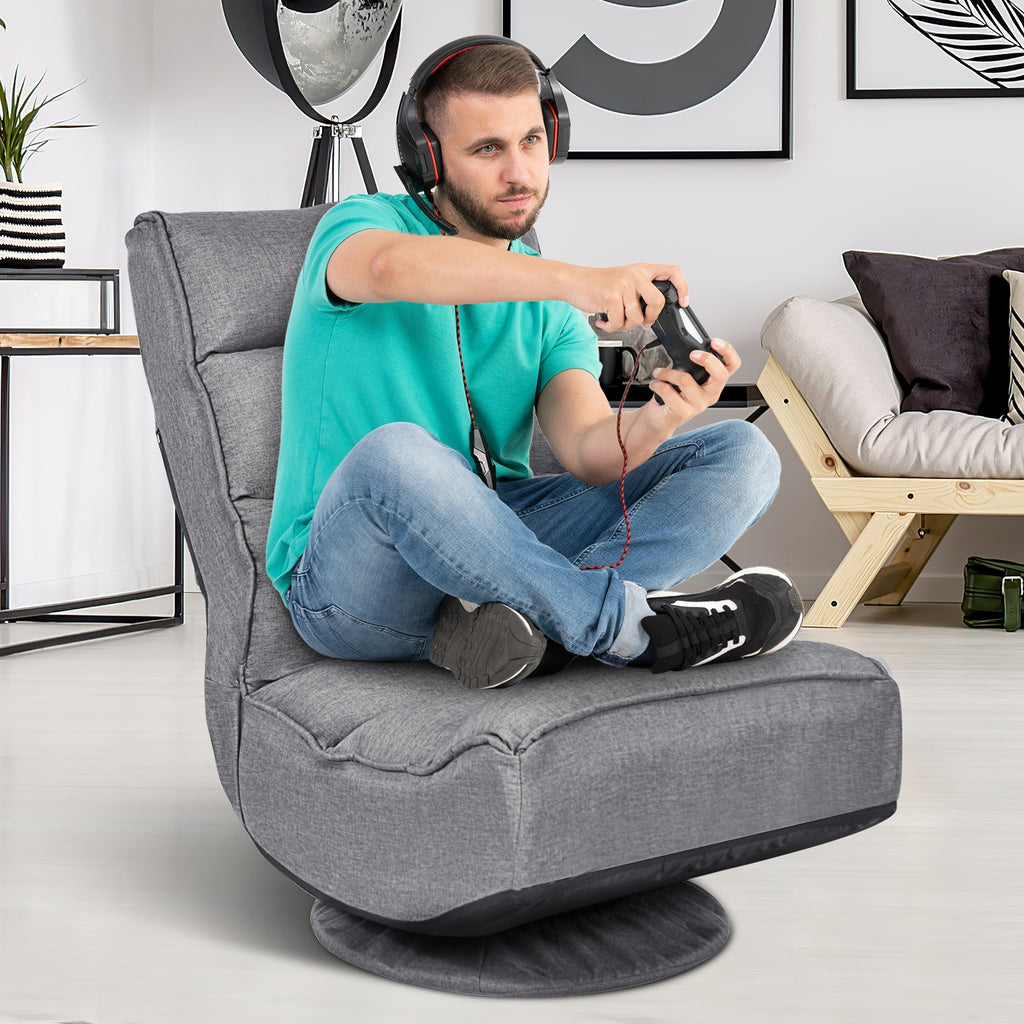 Gaming Floor Chair with Swivel Base - Gray