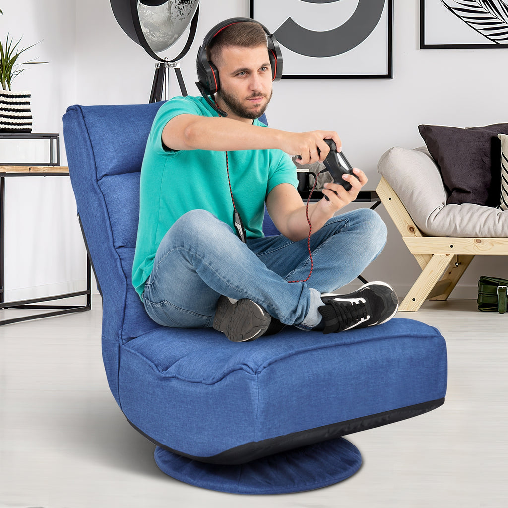 360-Degree Swivel Folding Gaming Chair - Navy