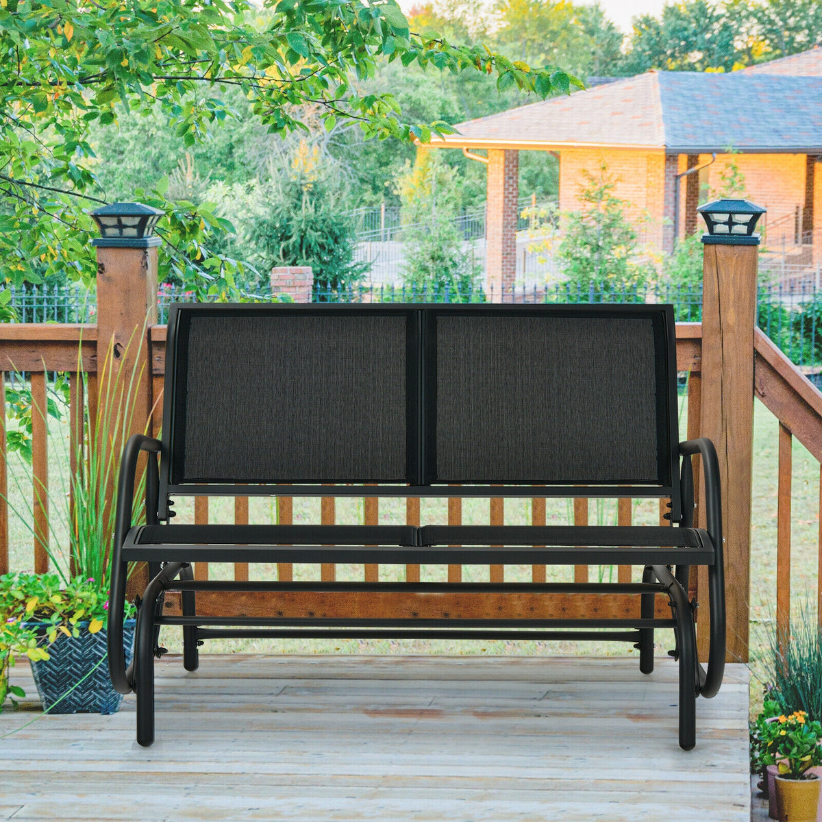 48 Inch Swing Glider Chair Loveseat Rocker - Black