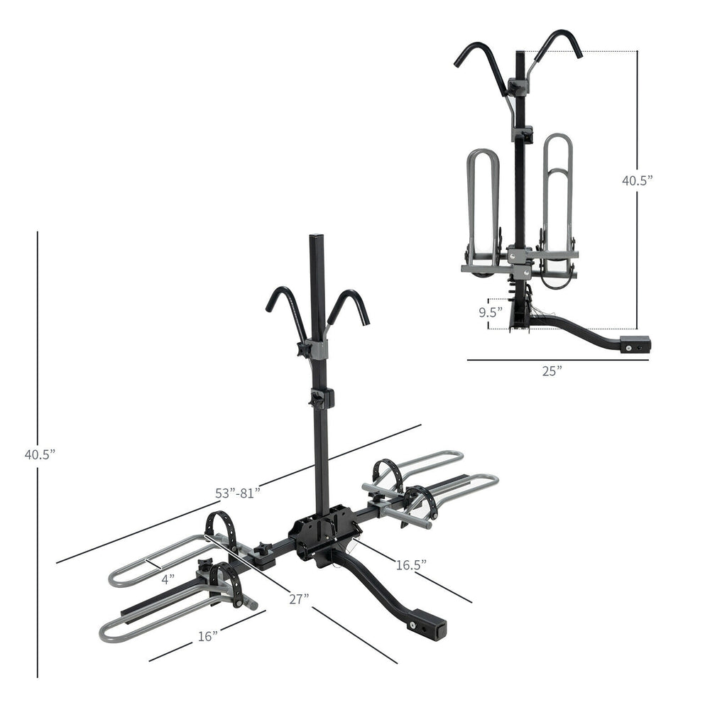 2-Bike Hitch Mount Rack for 1-1/4" & 2" Receiver - Black