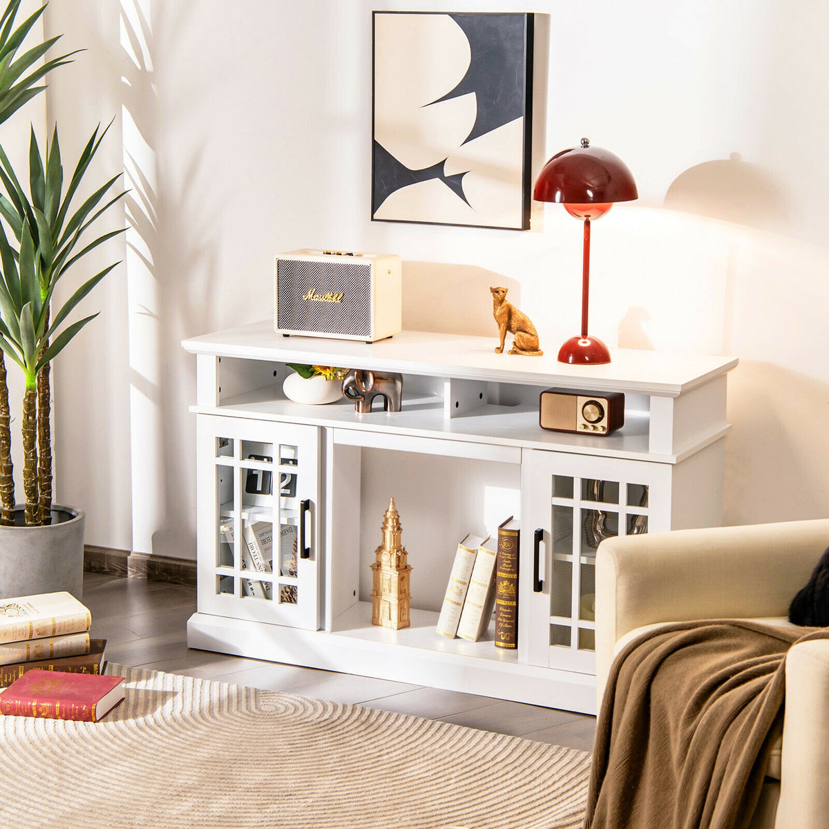 48-inch Fireplace TV Stand for 55-inch TVs, White
