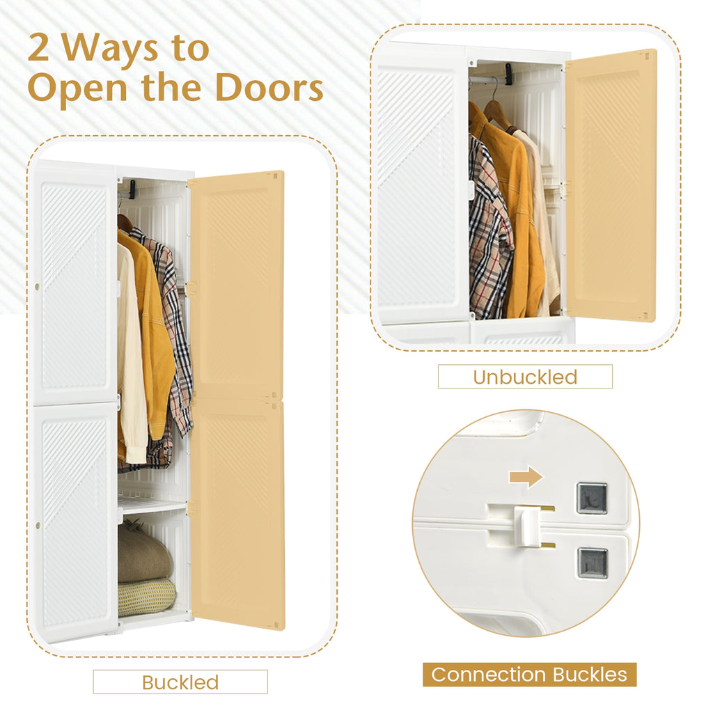 Foldable Closet Organizer with 8 Cubbies & 2 Rods