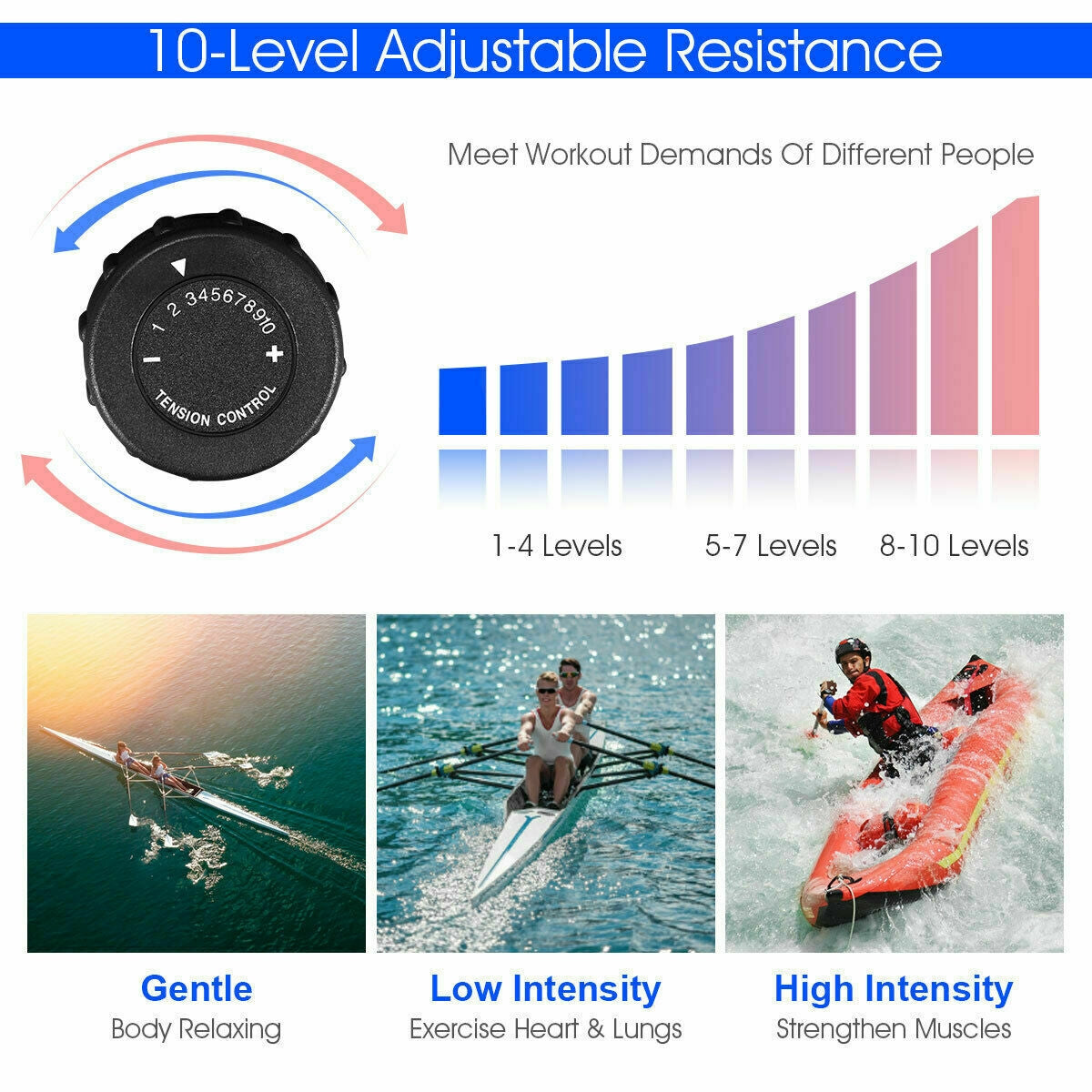 Foldable Magnetic Rowing Machine with 10 Resistance Levels for Home Gym