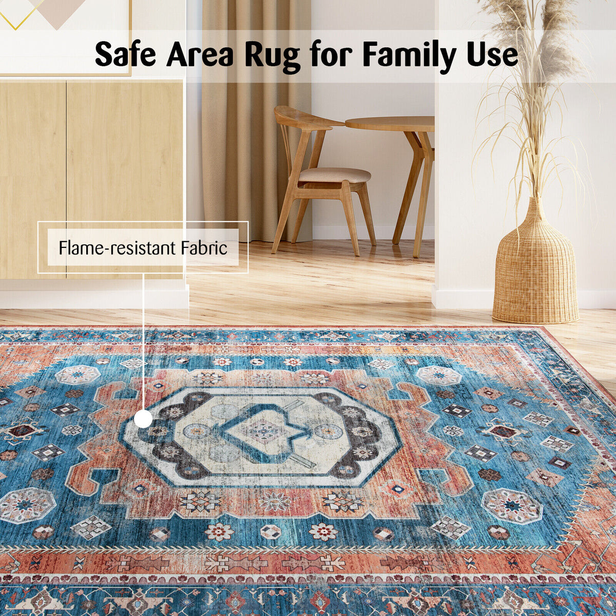 5 x 7 Inch Non-Shedding Indoor Area Rug - Vintage Distressed Pattern