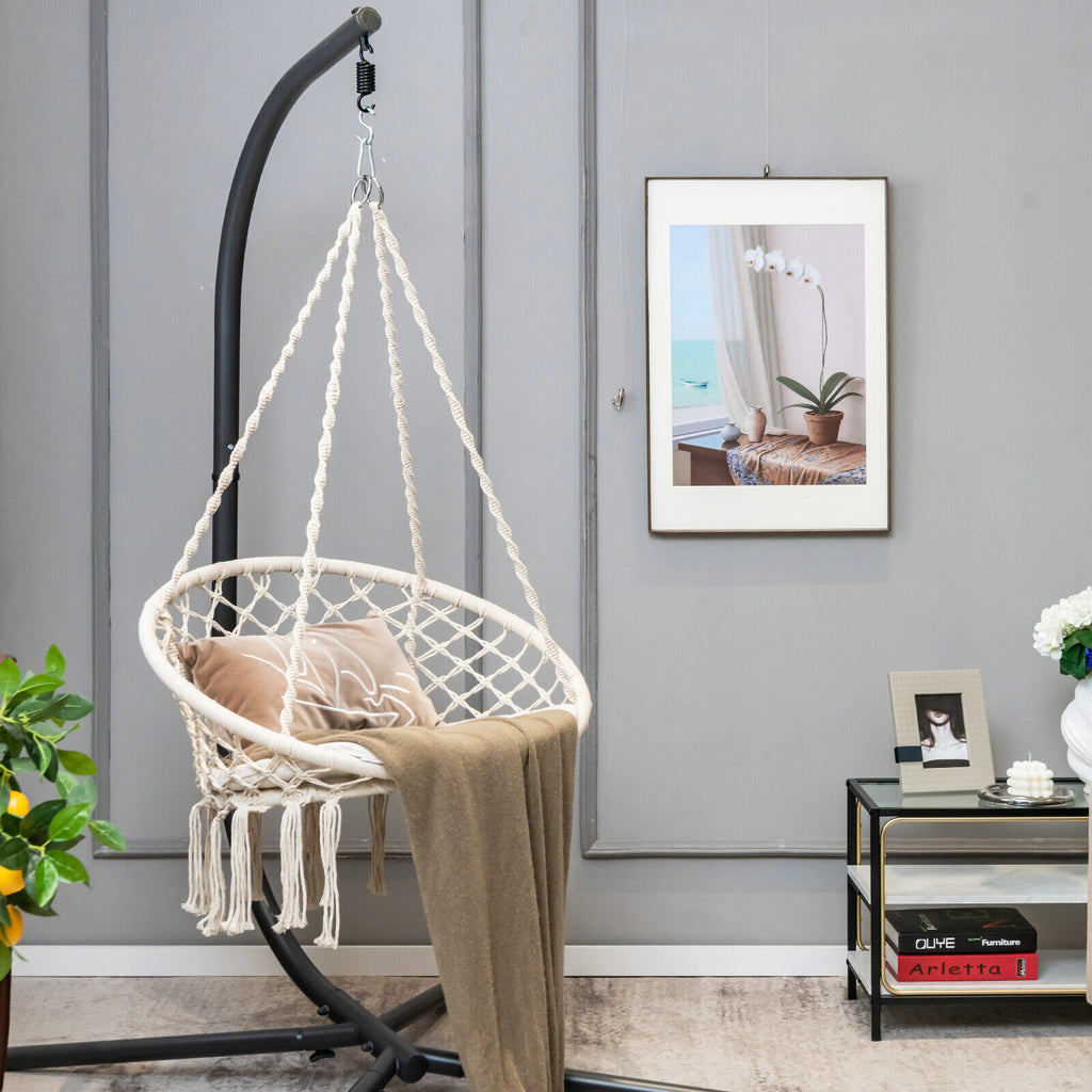 Cushioned Hammock Swing Chair with Hanging Kit - Black