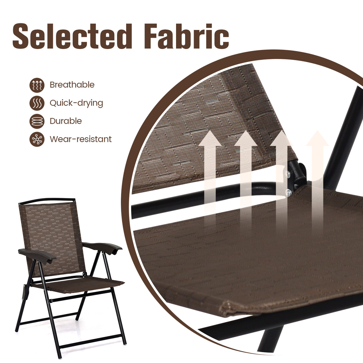 4-Piece Folding Dining Chairs with Adjustable Sling Back