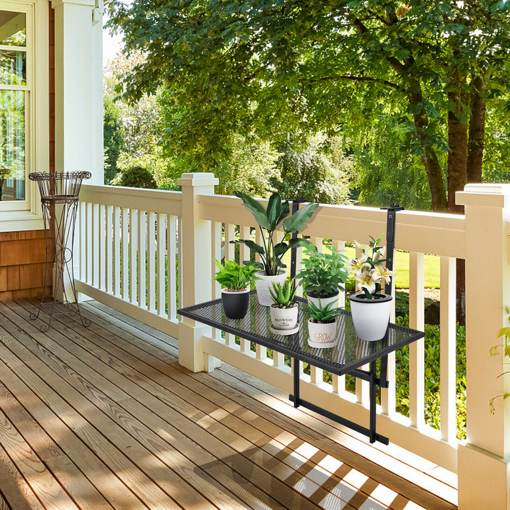 Metal Folding Railing Table - 5-Level Adjustable Heights
