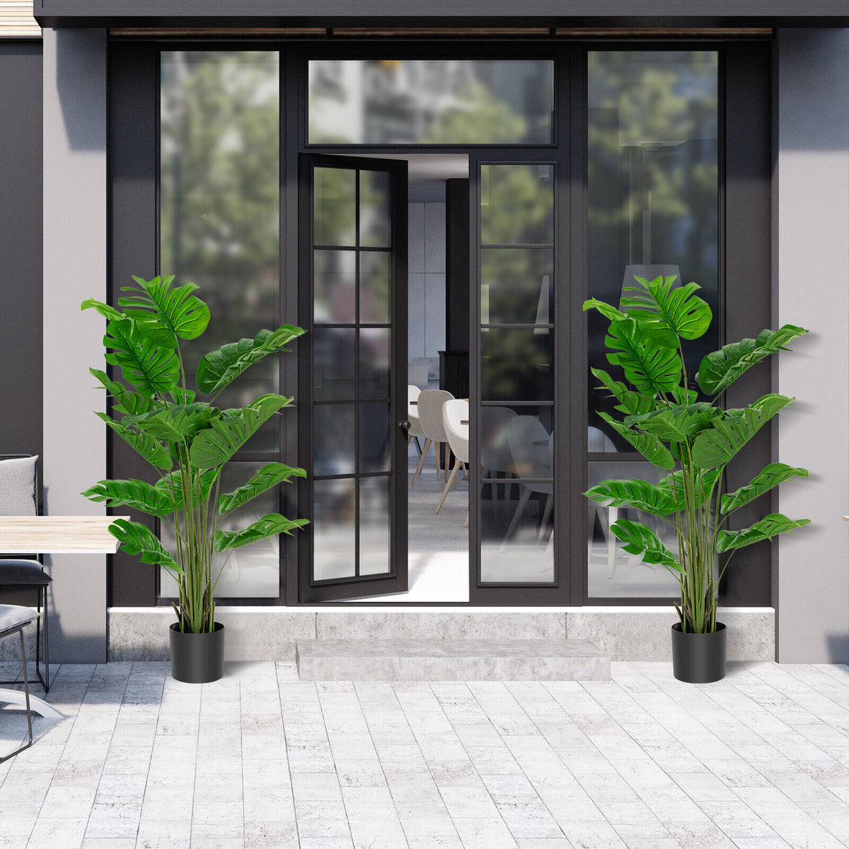 Artificial Monstera Tree - 5 Feet Faux Indoor Outdoor Plant with Realistic Leaves & DIY Assembly