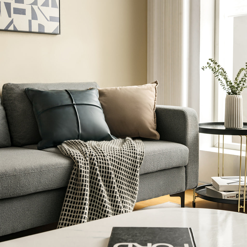 3-Seat L-Shaped Sectional Sofa with Reversible Chaise and USB Ports - Dark Gray