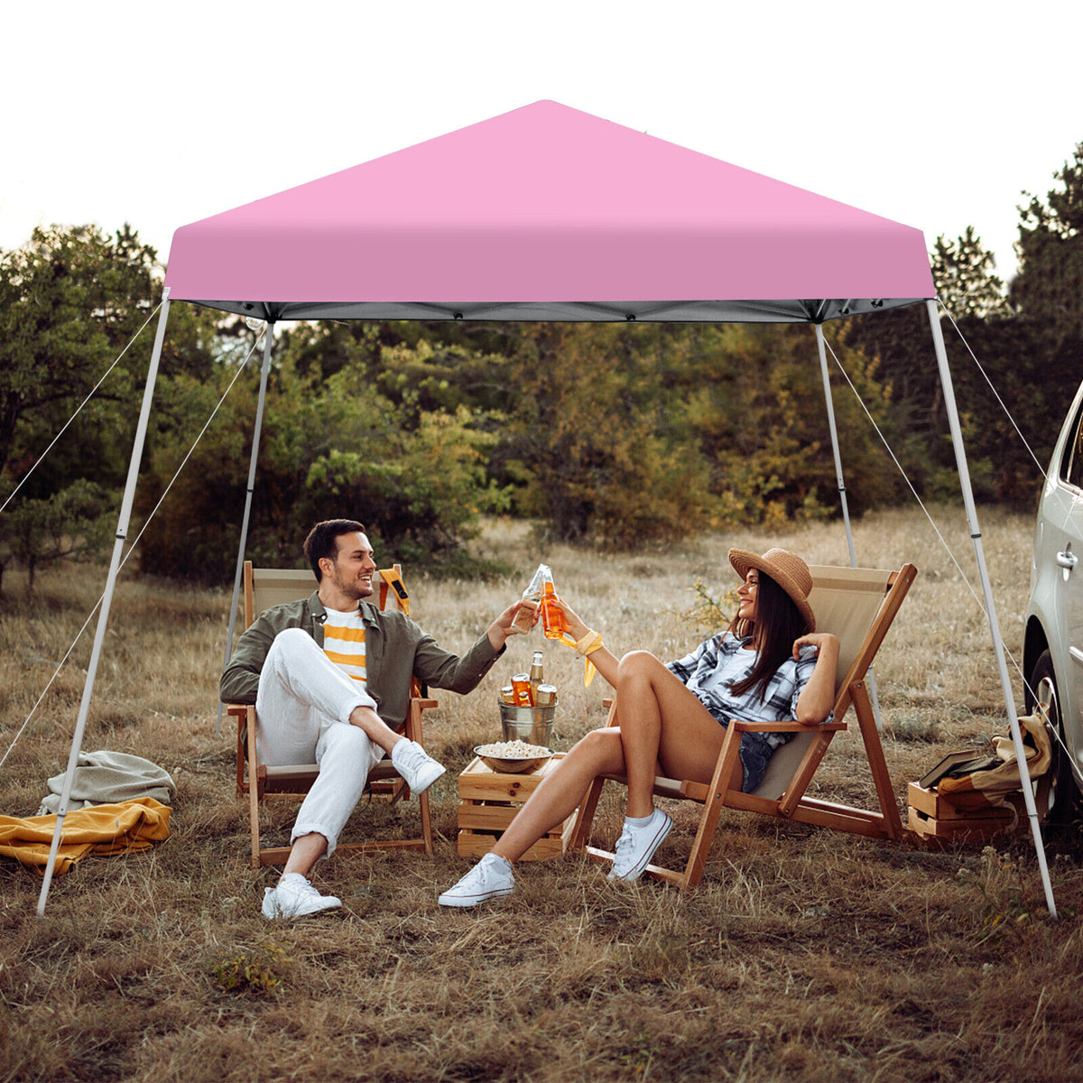 10 x 10 Feet Outdoor Pop-Up Canopy with Carrying Bag - Pink