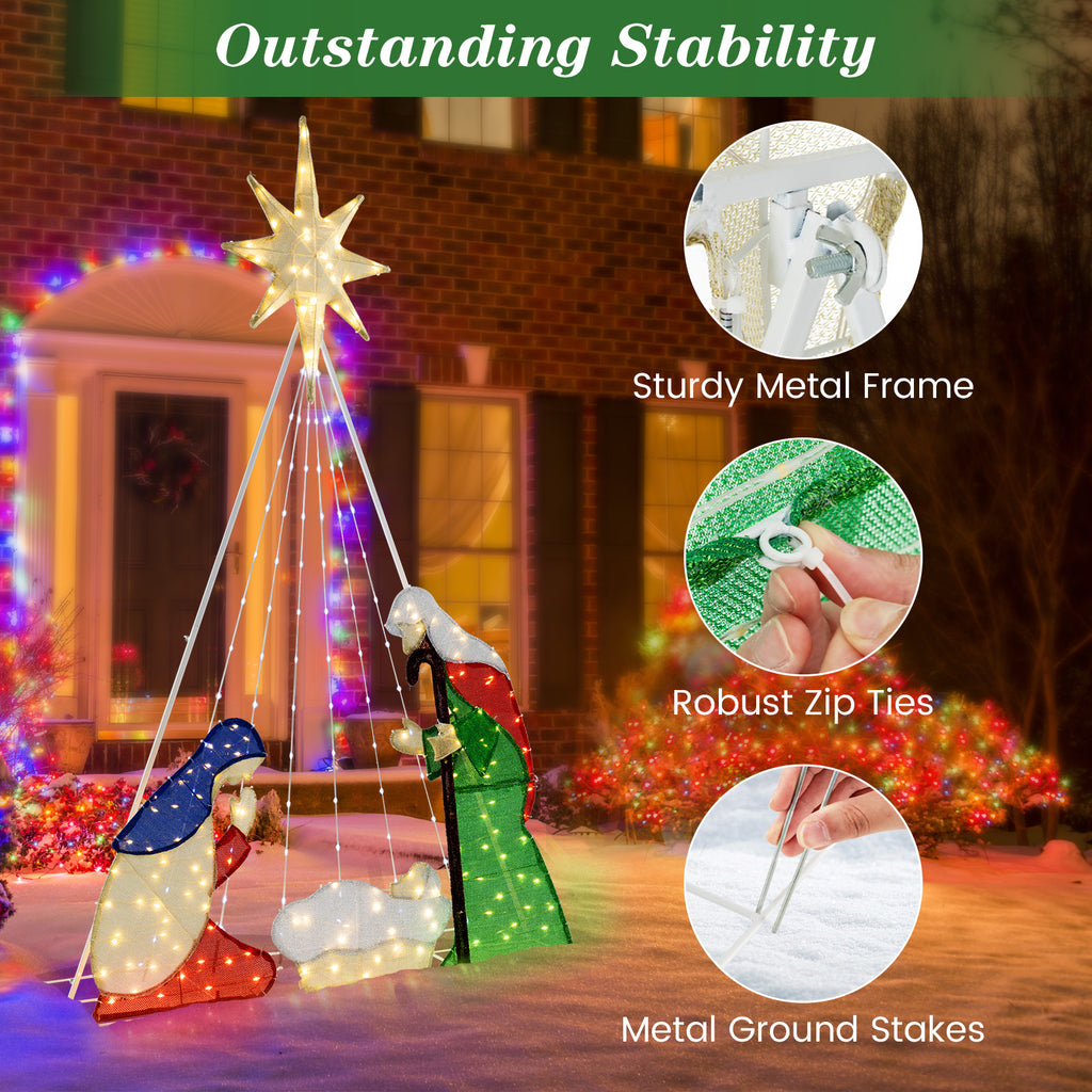 6 Ft Lighted Nativity Scene with 240 LED Lights & 3.6 x 1 x 6 ft Variation