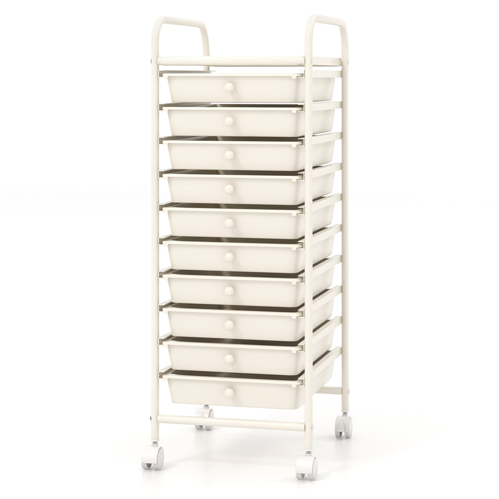 10 Drawer Rolling Storage Cart Organizer with 4 Universal Casters