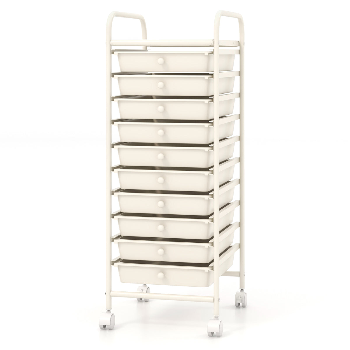 10 Drawer Rolling Storage Cart Organizer with 4 Universal Casters