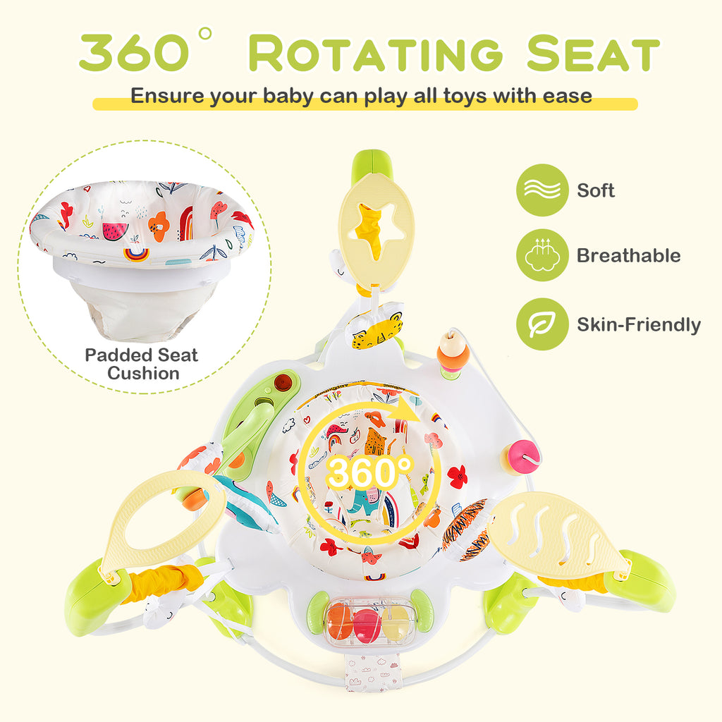 Height Adjustable Baby Bouncing Saucer with Interactive Toys - Yellow
