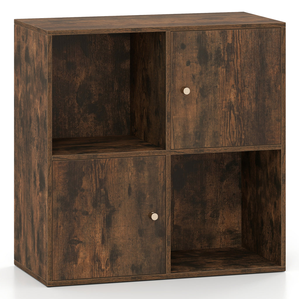 4-Cube Bookcase 3-Tier Bookshelf with Dual Anti-Tipping Kits and 2