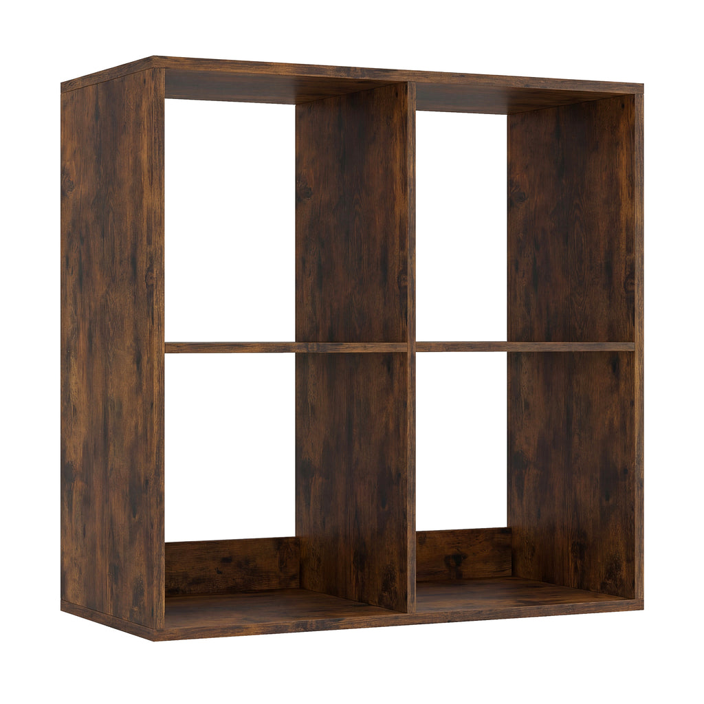 4 Cube Bookshelf with Back Guardrail - Coffee