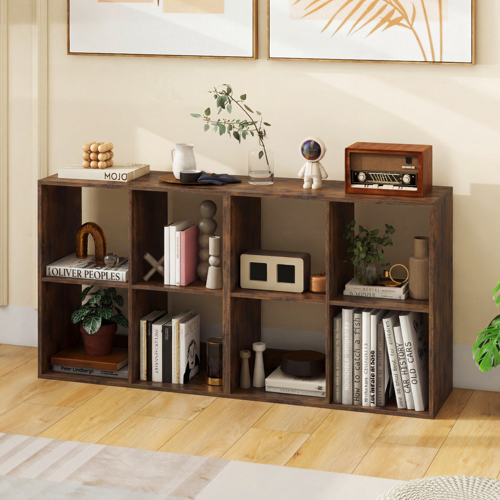 4 Cube Bookshelf with Back Guardrail - Coffee