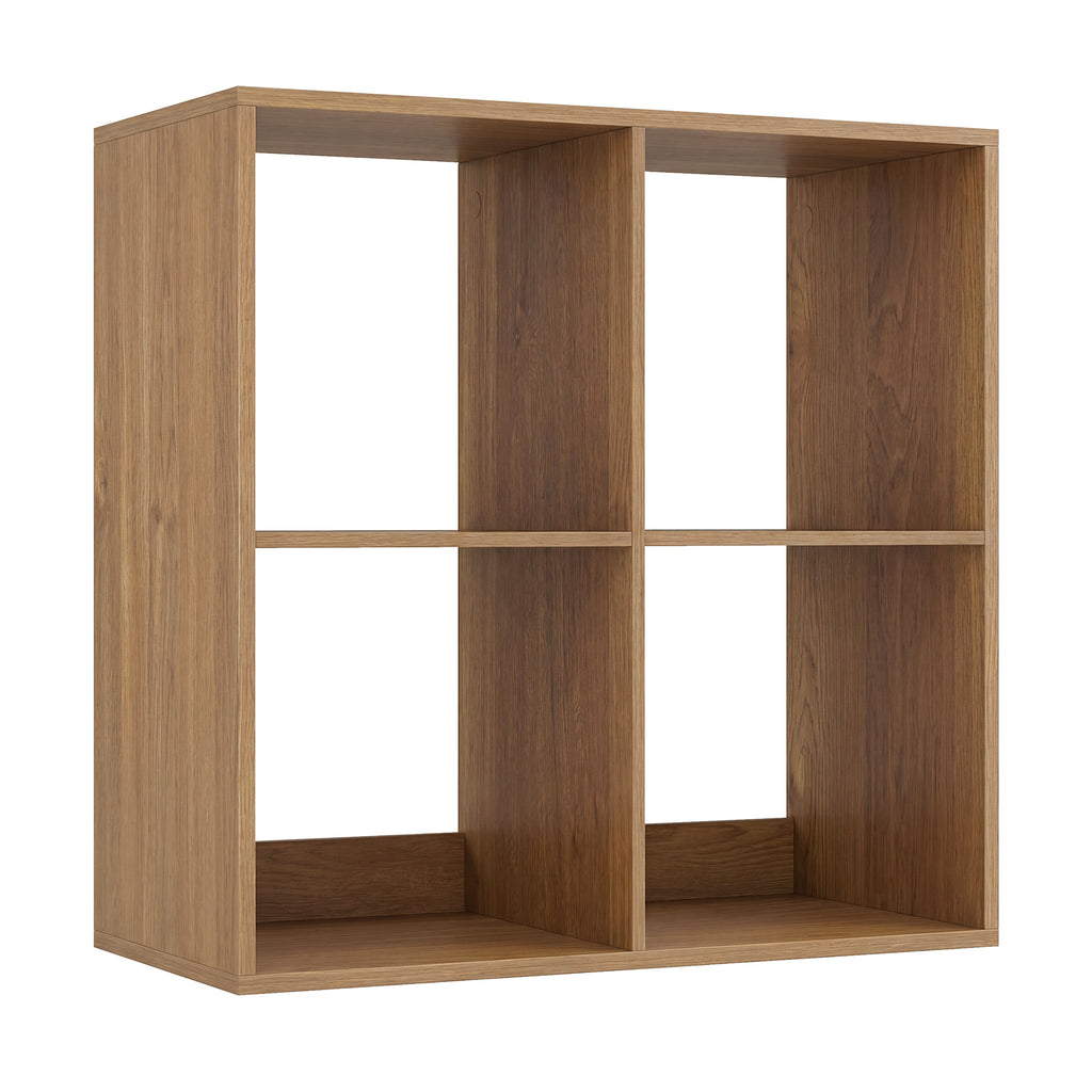 4 Cube Bookshelf with Back Guardrail - Natural