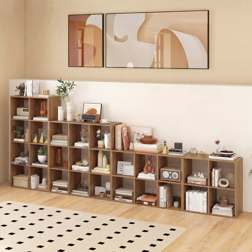 4 Cube Bookshelf with Back Guardrail - Natural
