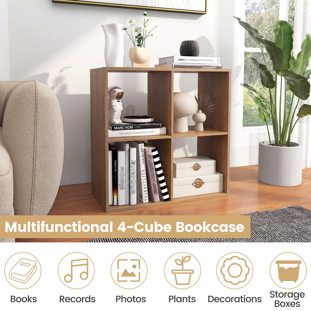 4 Cube Bookshelf with Back Guardrail - Natural