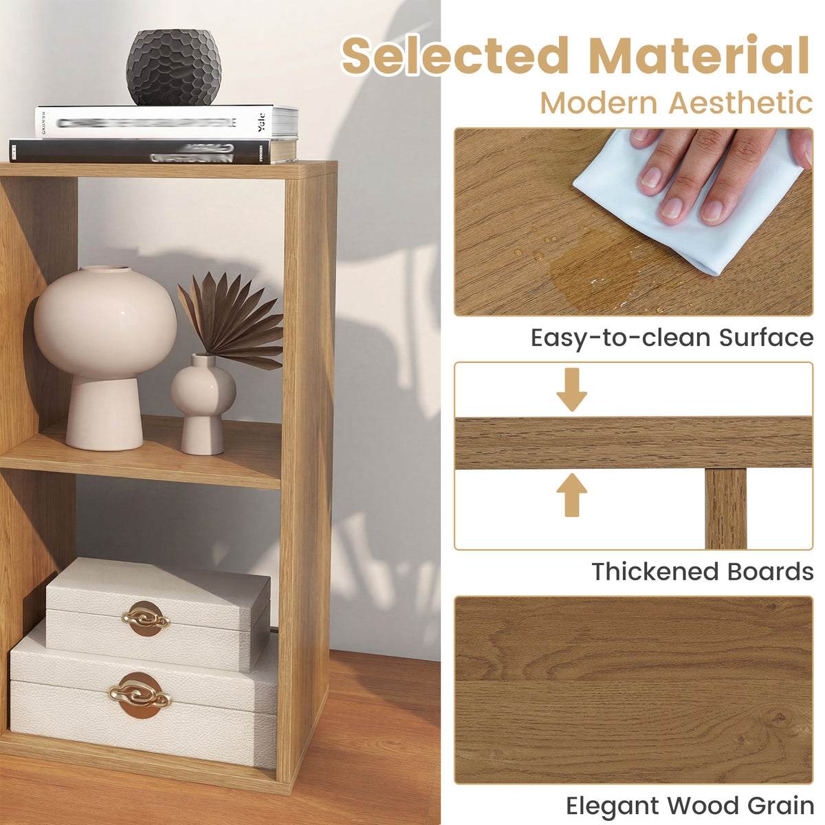 4 Cube Bookshelf with Back Guardrail - Natural