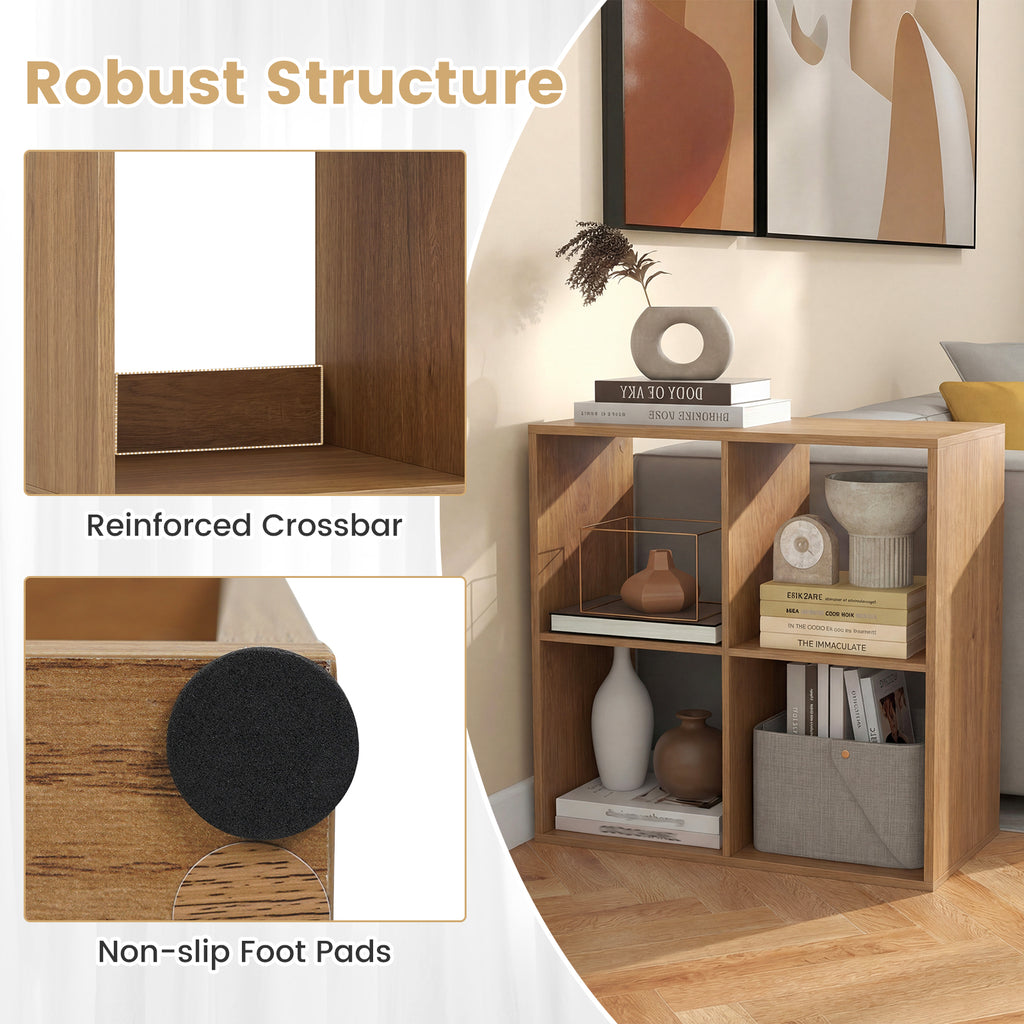 4 Cube Bookshelf with Back Guardrail - Natural